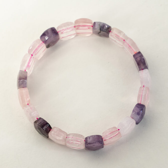Amethyst + Rose Quartz Oval Faceted Bracelets