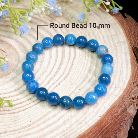 Blue Apatite Round Bead Bracelets