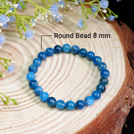 Blue Apatite Round Bead Bracelets