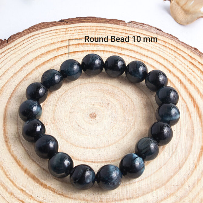 Blue Tiger Eye Round Bead Bracelets