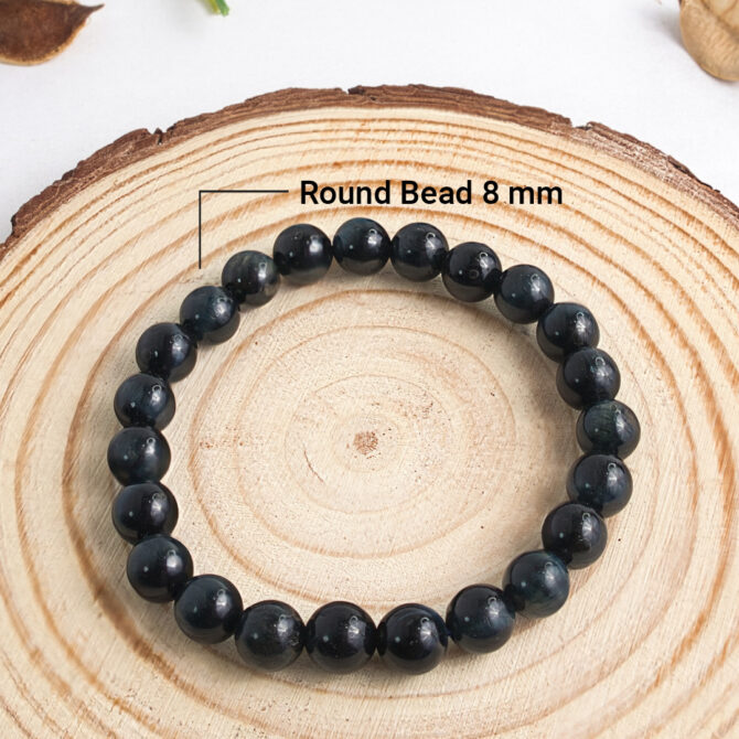 Blue Tiger Eye Round Bead Bracelets