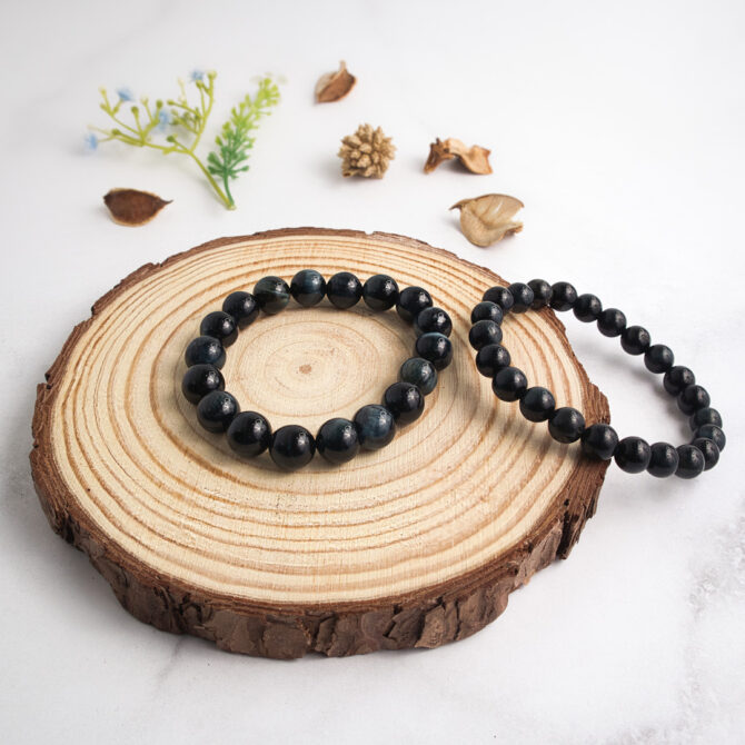 Blue Tiger Eye Round Bead Bracelets