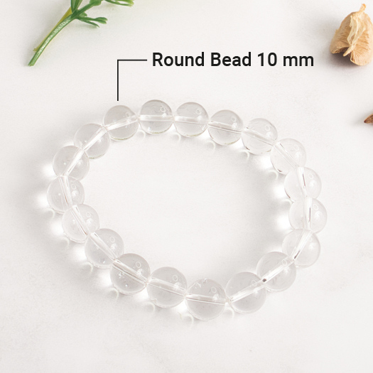 Clear Quartz Round Bead Bracelets