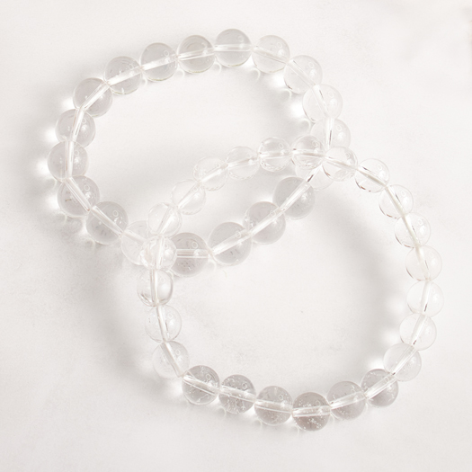 Clear Quartz Round Bead Bracelets