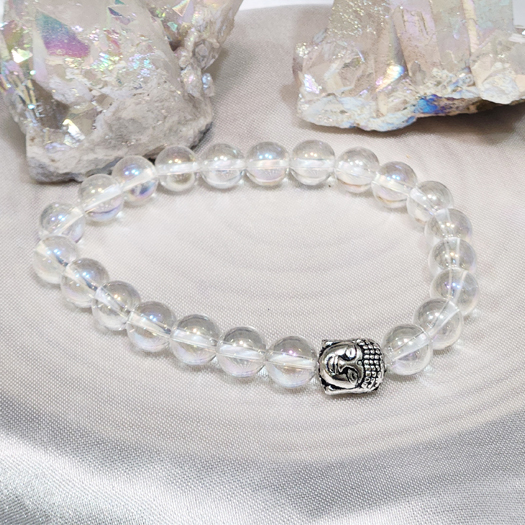 Clear Quartz Round Bead Bracelets