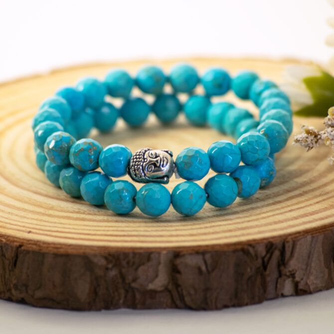 Magnesite Turquoise Diamond cut Bracelets