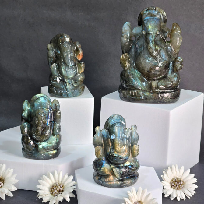 Labradorite Ganesha Idol / Murti - Intuition & Transformation