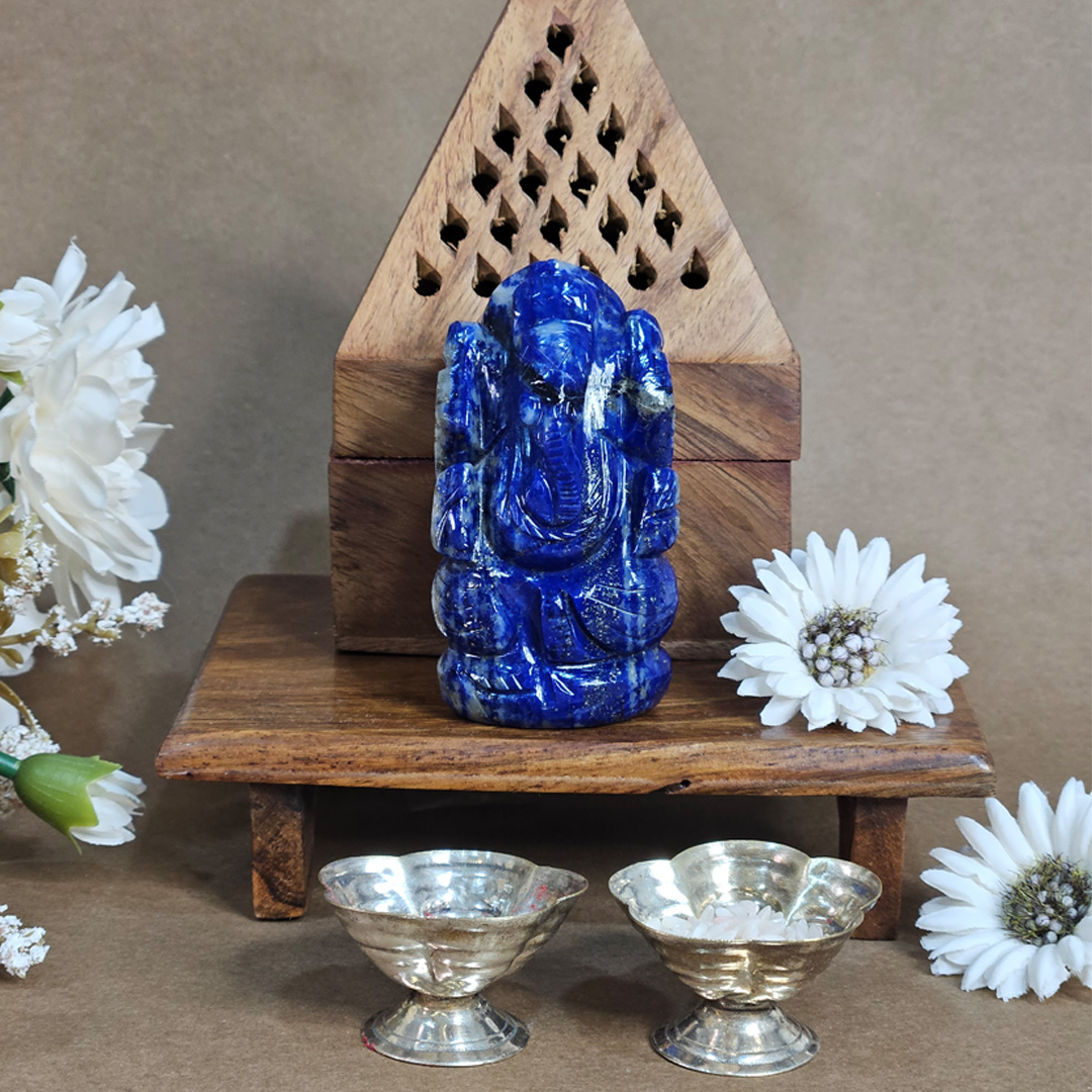 Lapis Lazuli Ganesha Idol / Murti - Wisdom & Communication
