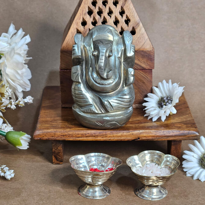 Pyrite Ganesha Idol / Murti - Wealth and Abundance