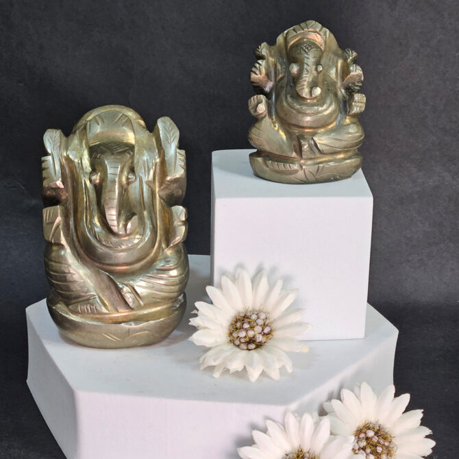 Pyrite Ganesha Idol / Murti - Wealth and Abundance