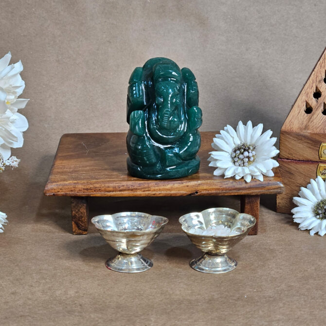 Green Jade Ganesha Idol / Murti - Luck & Success