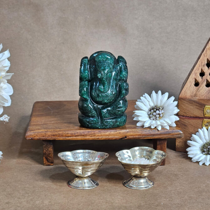 Green Jade Ganesha Idol / Murti - Luck & Success