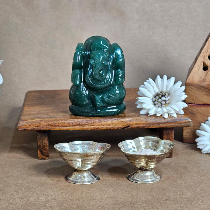 Green Jade Ganesha Idol / Murti - Luck & Success