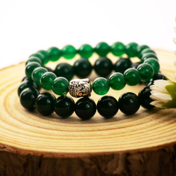 Green Jade Round Bead Bracelets