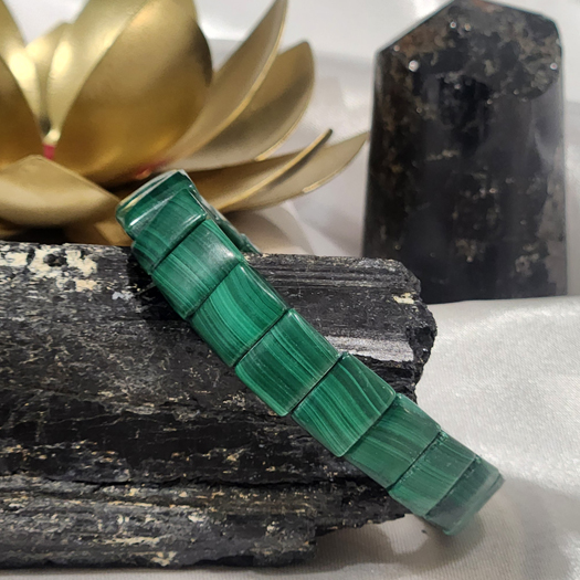 Malachite Rectangle Bead Bracelet
