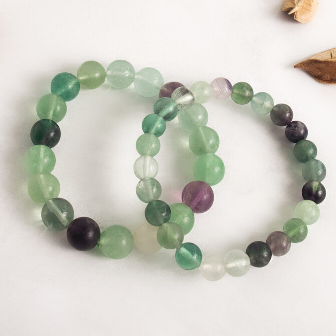 Multi fluorite Round Bead Bracelets