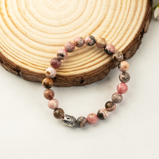 Rhodonite Round Bead Bracelets