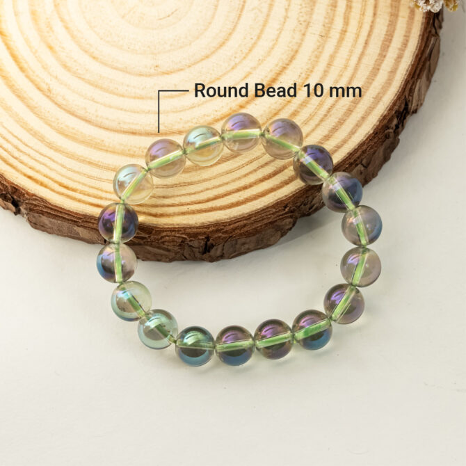 Angel Aura Quartz Round Bead Bracelet
