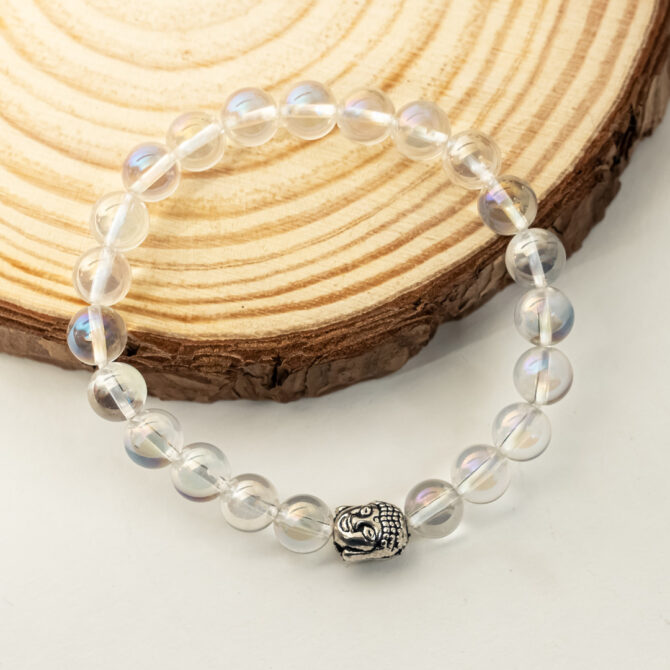 Angel Aura Quartz Round Bead Bracelet