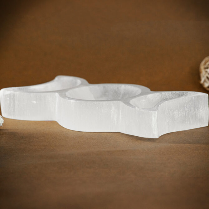 Selenite Charging Bowl - 3-in-1 Sun & Moon Shape