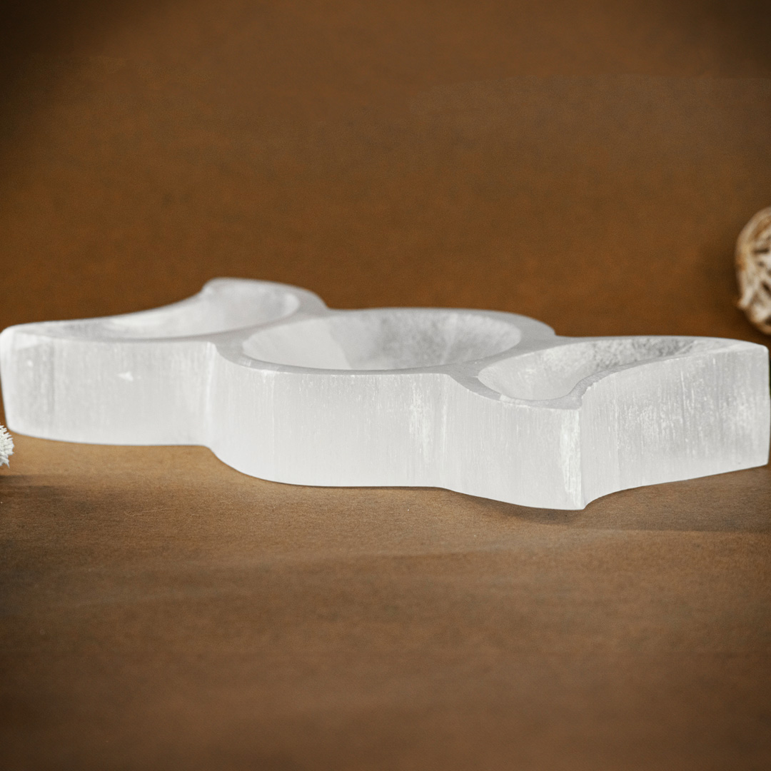 Selenite Charging Bowl - 3-in-1 Sun & Moon Shape