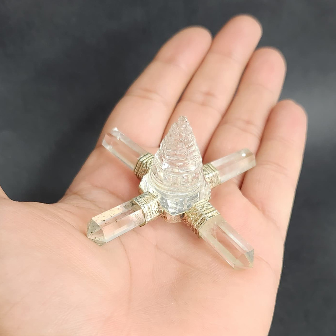 Clear Quartz (Sphatik) Shree Yantra Energy Generator