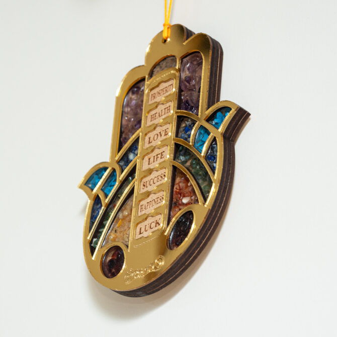 Hamsa Shape - Mix Crystal Chips Wall Decor