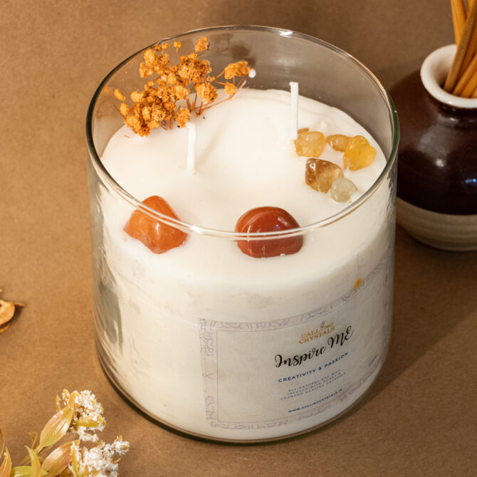 Inspire ME - Herbs & Crystal Infused Candle