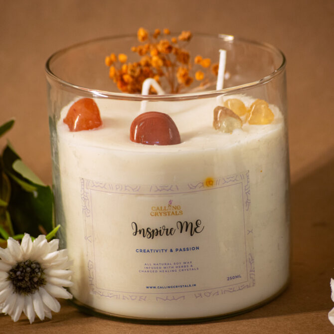 Inspire ME - Herbs & Crystal Infused Candle