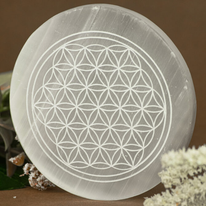 Selenite Round Charging plates - 4 inch