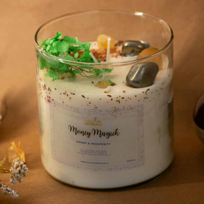 Money Magick - Herbs & Crystal Infused Candle