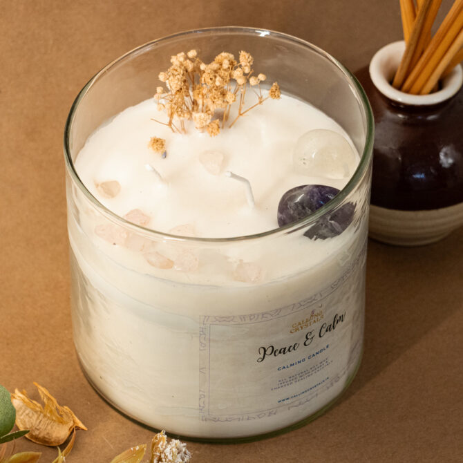 Peace & Calm - Herbs & Crystal Infused Candle