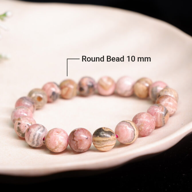 Rhodochrosite Round Bead Bracelet