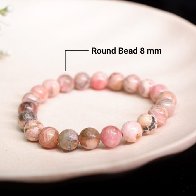 Rhodochrosite Round Bead Bracelet