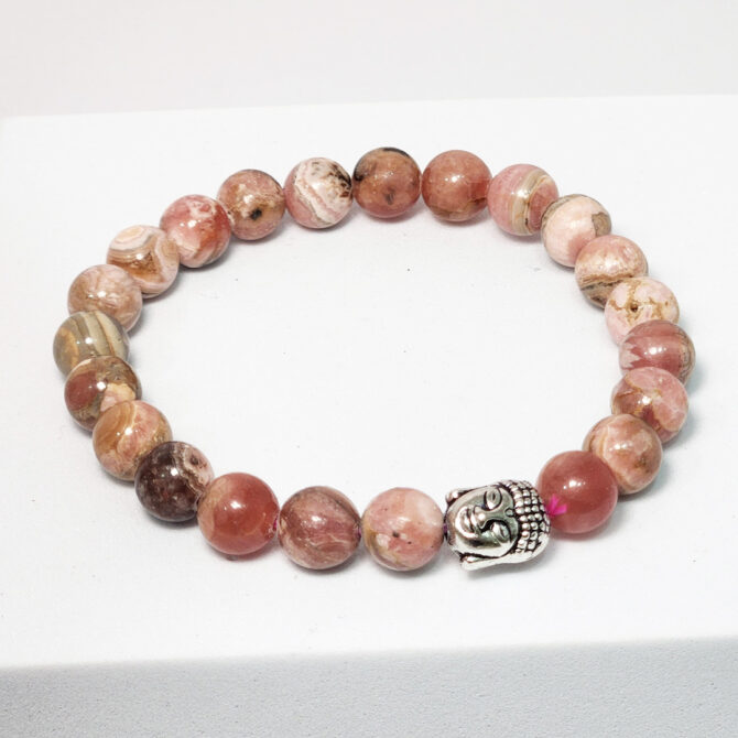 Rhodochrosite Round Bead Bracelet