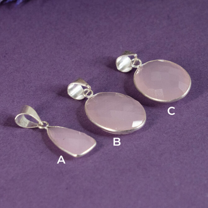 Rose Quartz Faceted Pendants
