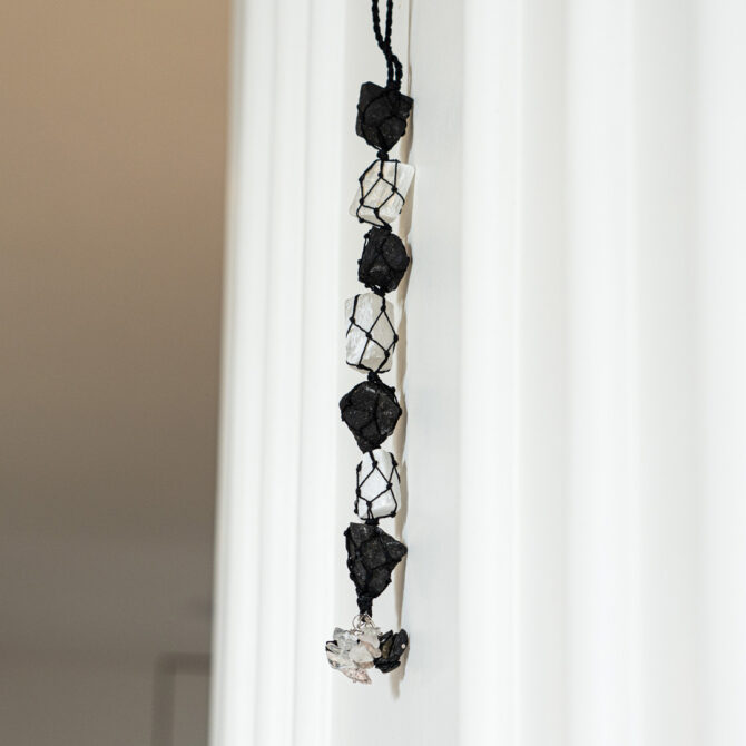 Selenite & Black Tourmaline Raw Stone Hanger
