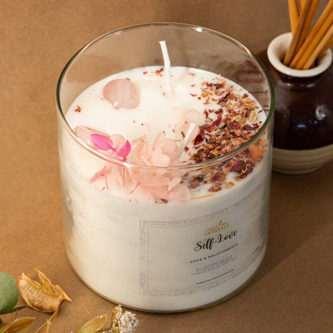 Self-Love - Herbs & Crystal Infused Candle