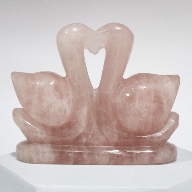 Rose Quartz Swan Duck Pair