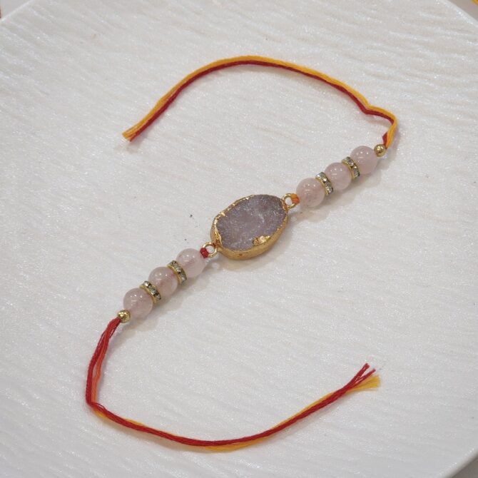 Rose Quartz Raw Crystal Rakhi