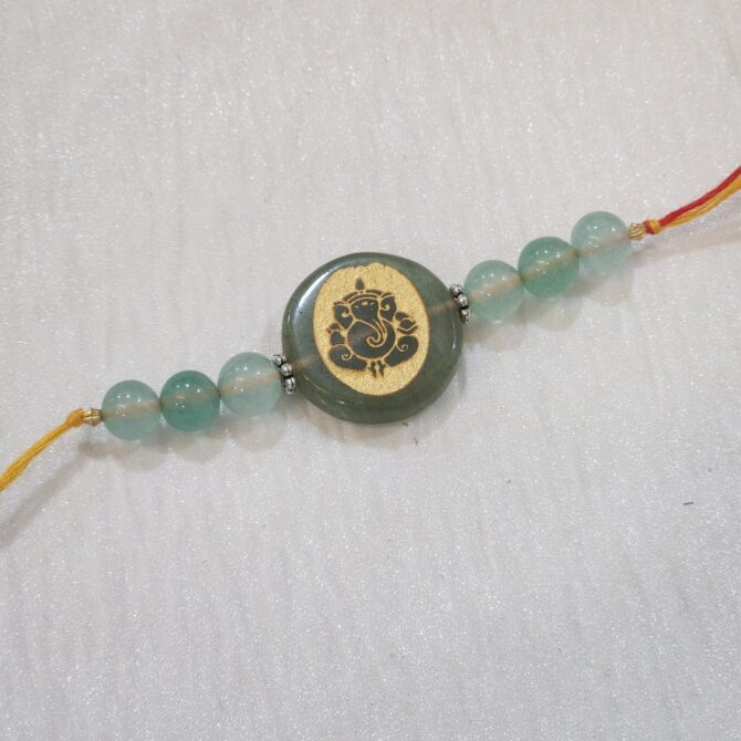 Green Aventurine Ganesha Rakhi
