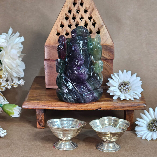Multi-Fluorite Ganesha Idol / Murti - Clarity & Focus