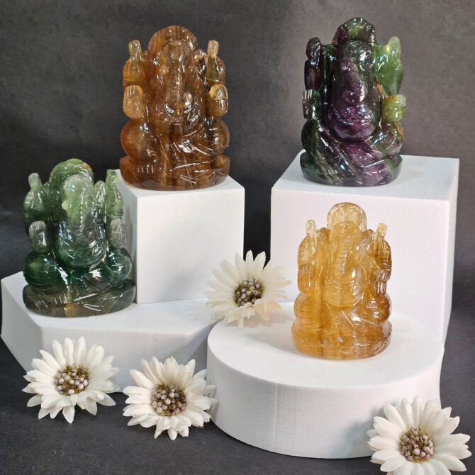 Multi-Fluorite Ganesha Idol / Murti - Clarity & Focus