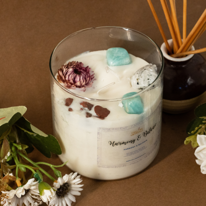 Harmony & Balance - Herbs & Crystal Infused Candle