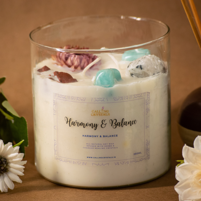 Harmony & Balance - Herbs & Crystal Infused Candle