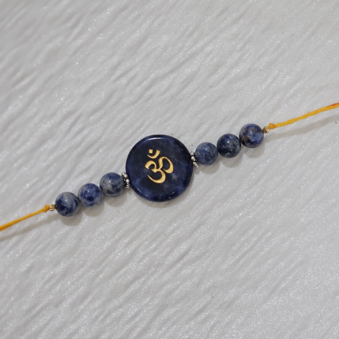 Sodalite OM Engraved Rakhi
