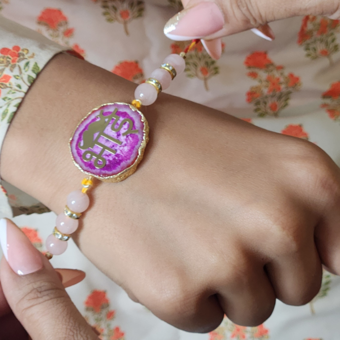 Rose Quartz - Pink Agate Rakhi