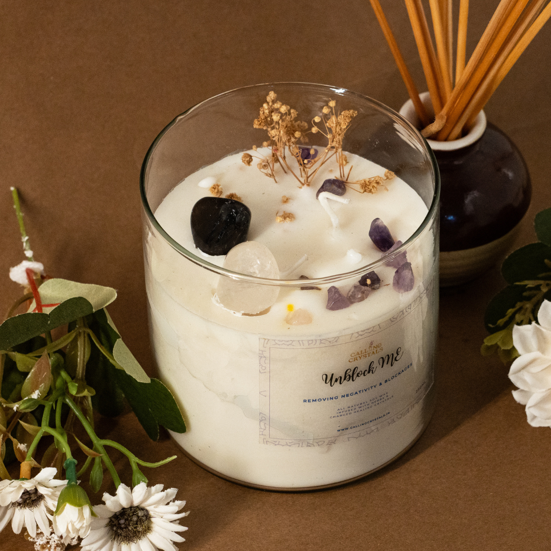 Unblock ME - Herbs & Crystal Infused Candle
