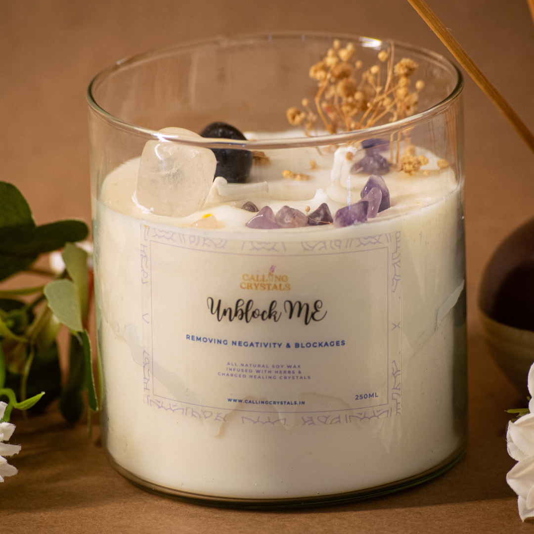 Unblock ME - Herbs & Crystal Infused Candle