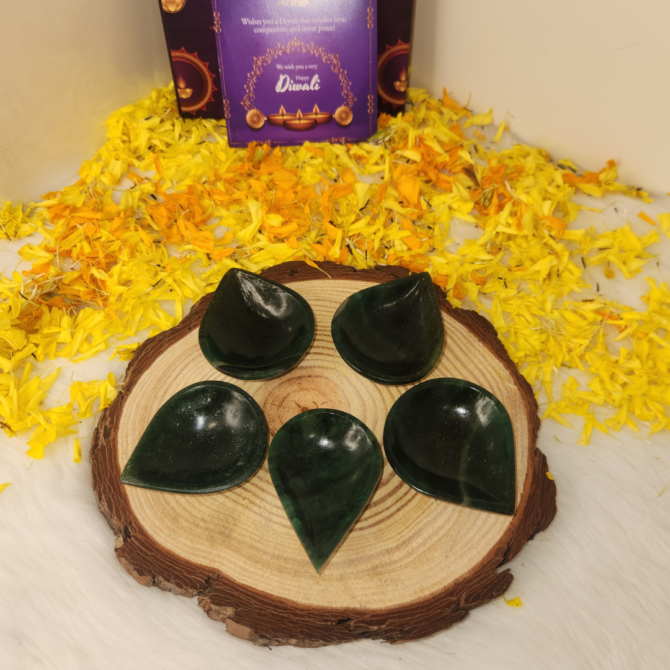 Green Jade Crystal Diya